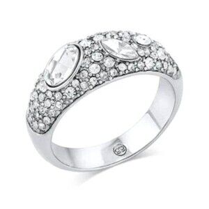 GORJANA Kingston Ring 7  Silver Crystals Bling Vintage Vibe Cocktail Ring